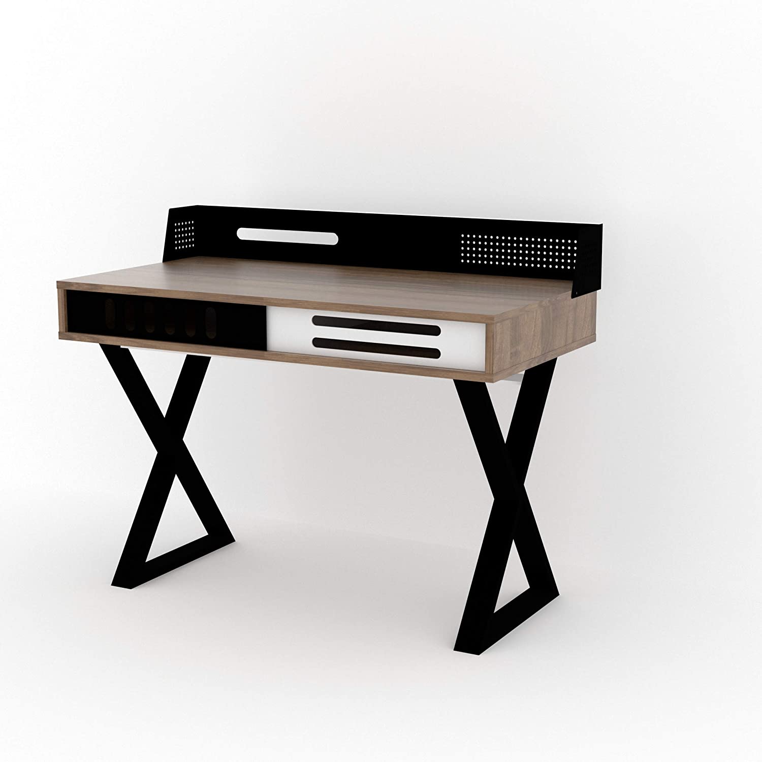 Home Canvas Furniture Trading LLC.Mellora Computer Desk Ideal for Gaming and Study - Walnut-Black Desk