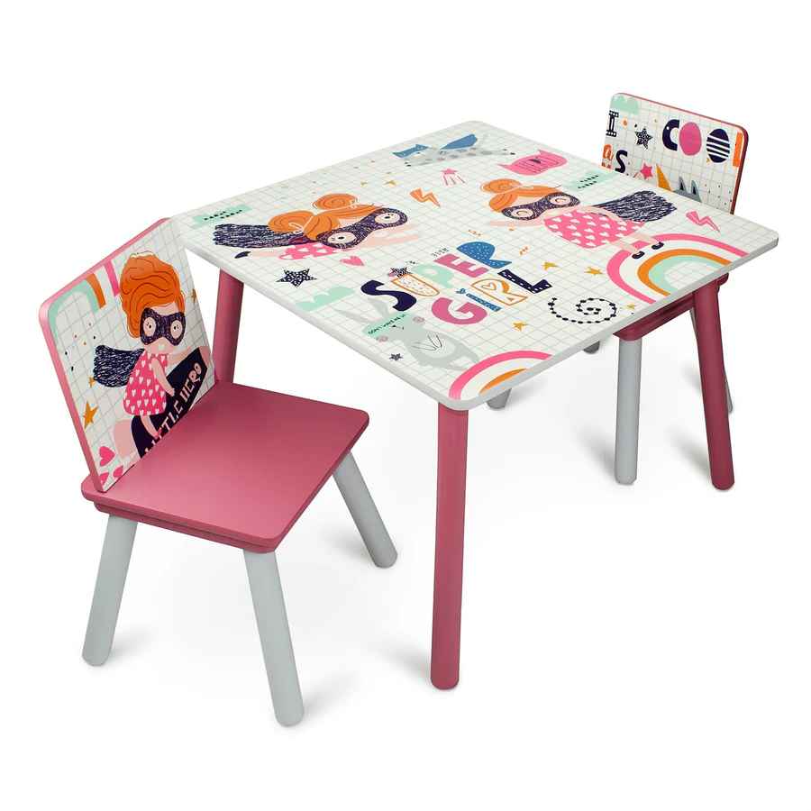 Home Canvas Furniture Trading LLC.Monster Table with Two Chair set - Multicolor Kids Furniture Pink