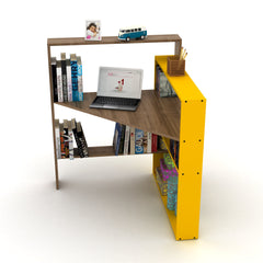 Home Canvas Furniture Trading LLC.Pisagor Corner Computer/ Desk Gaming / Office Desk - Wallnut-Yellow Desk 