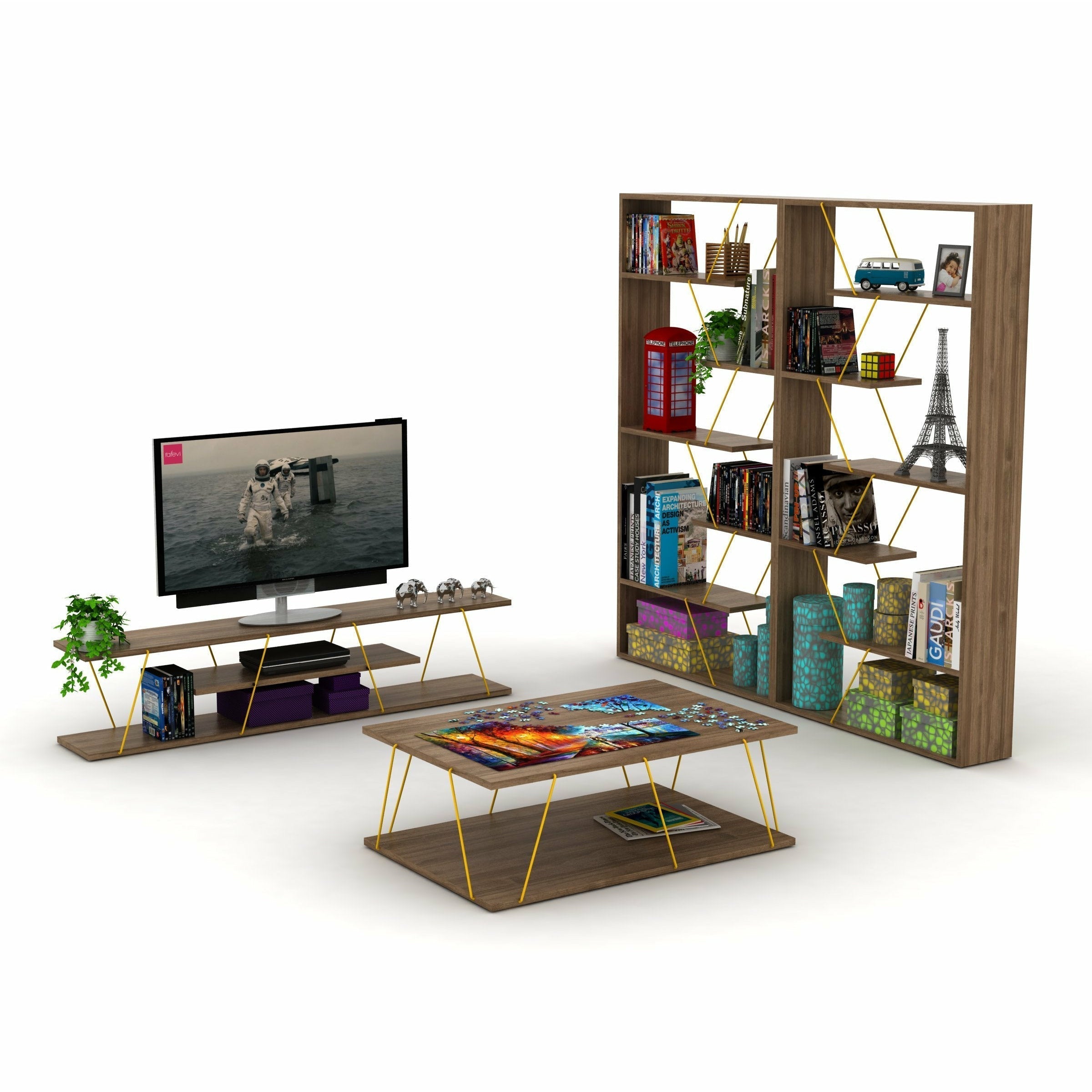 Home Canvas Furniture Trading LLC.Tars Book Shelf - Walnut/Chrome Book Shelf
