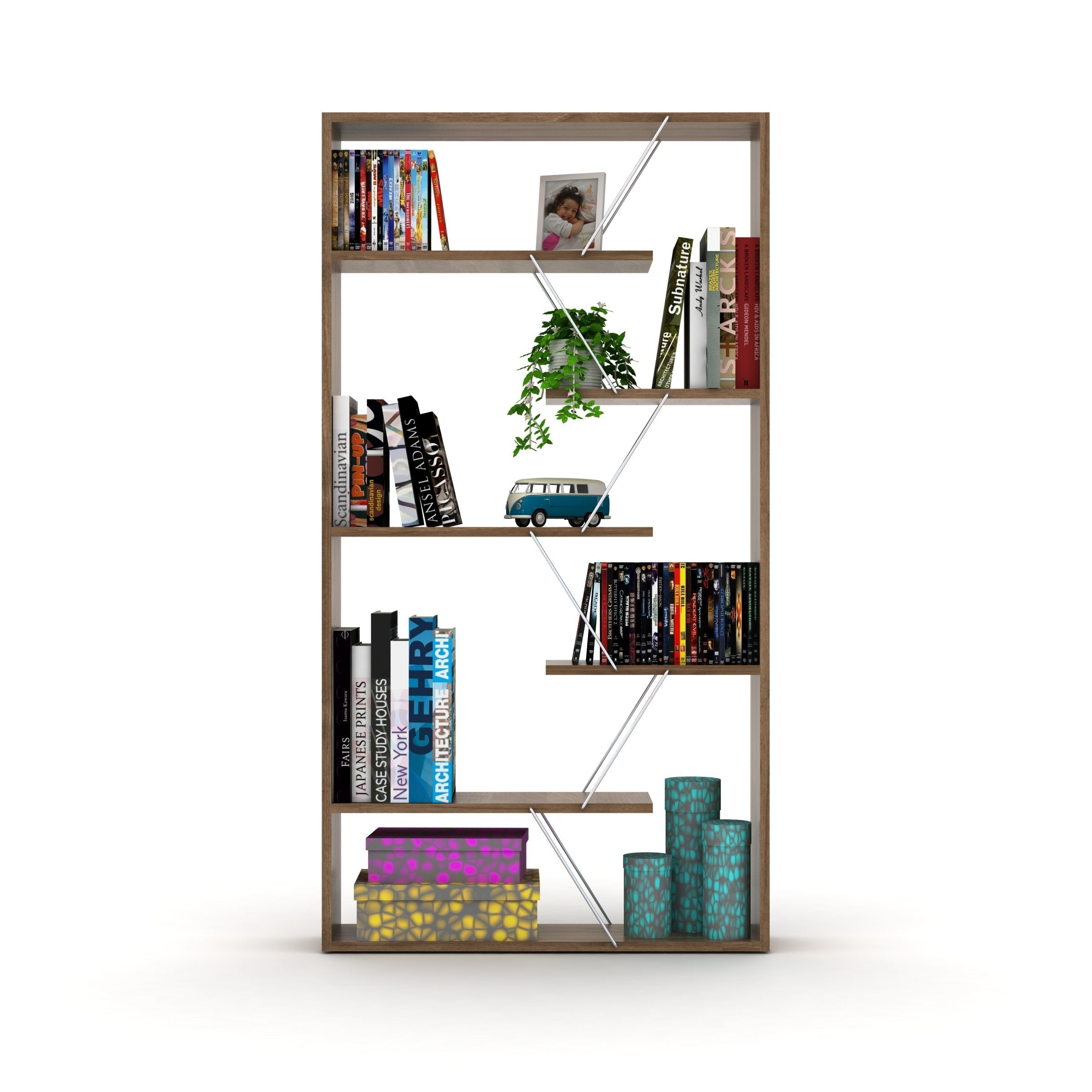 Home Canvas Furniture Trading LLC.Tars Book Shelf - Walnut/Yellow Book Shelf
