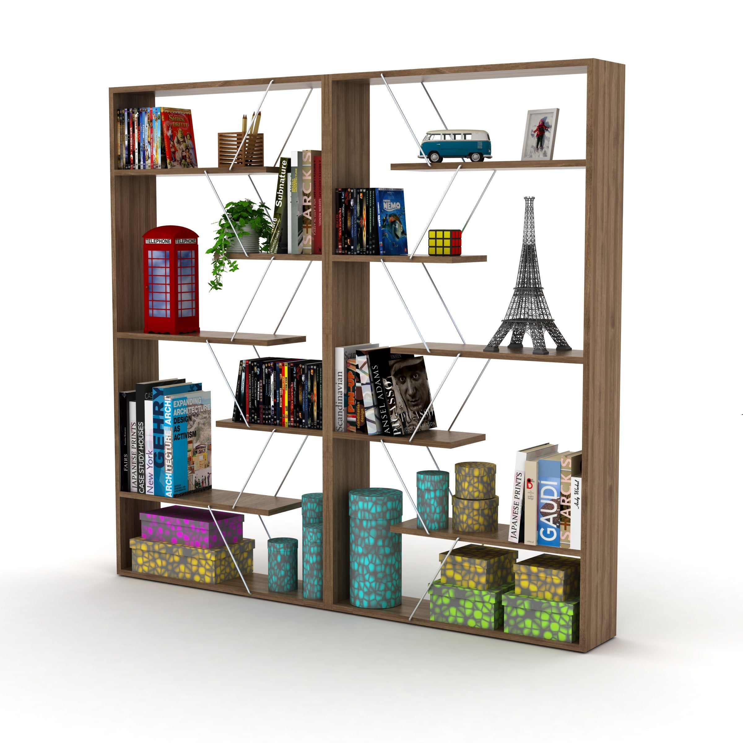 Home Canvas Furniture Trading LLC.Tars Book Shelf - White/Chrome Book Shelf