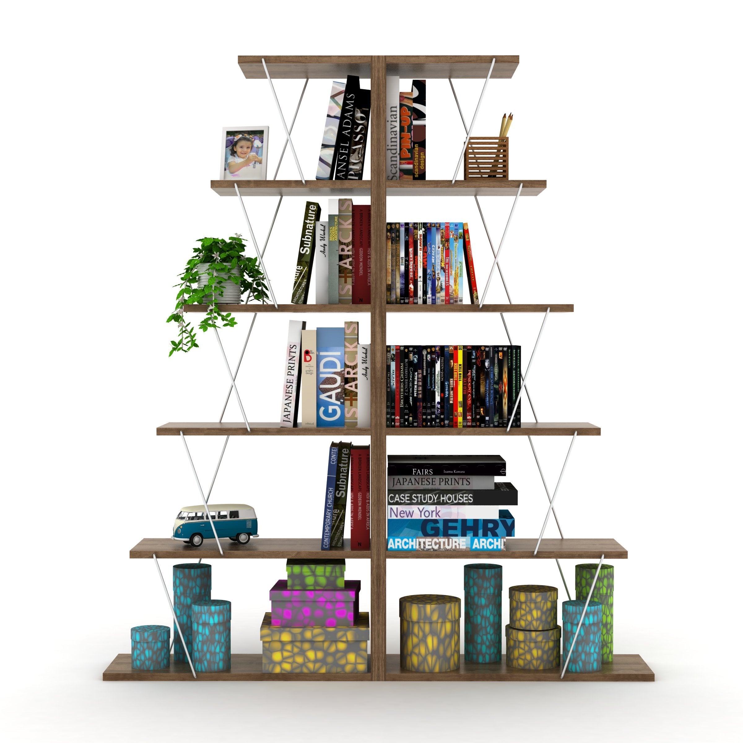 Home Canvas Furniture Trading LLC.Tars Mini Book Shelf - Walnut/Chrome Book Shelf