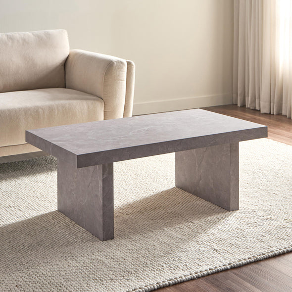 HC Home Canvas Galano Coffee Table Marble Finish Laminated Gray Stone