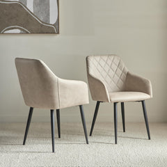 Rarra Arm Chair(Set Of 2) Taupe Fabric-Leg Black Metal