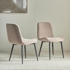 Versa Chair (Set of 2) Velvet Beige Fabric - Leg Black Metal