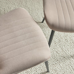 Versa Chair (Set of 2) Velvet Beige Fabric - Leg Black Metal