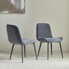 Versa Chair (Set of 2) Velvet Brown Fabric - Leg Black Metal