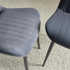 Versa Chair (Set of 2) Velvet Beige Fabric - Leg Black Metal