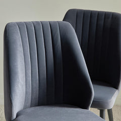 Riva Chair (Set of 2) Velvet Beige Fabric - Leg Black Metal