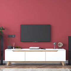 Home Canvas Lana Tv Unit Modern Upto 70in TV - White and Oak