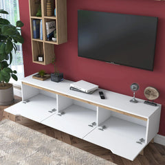 Home Canvas Lana Wall Unit Modern Upto 60in TV - White and Oak