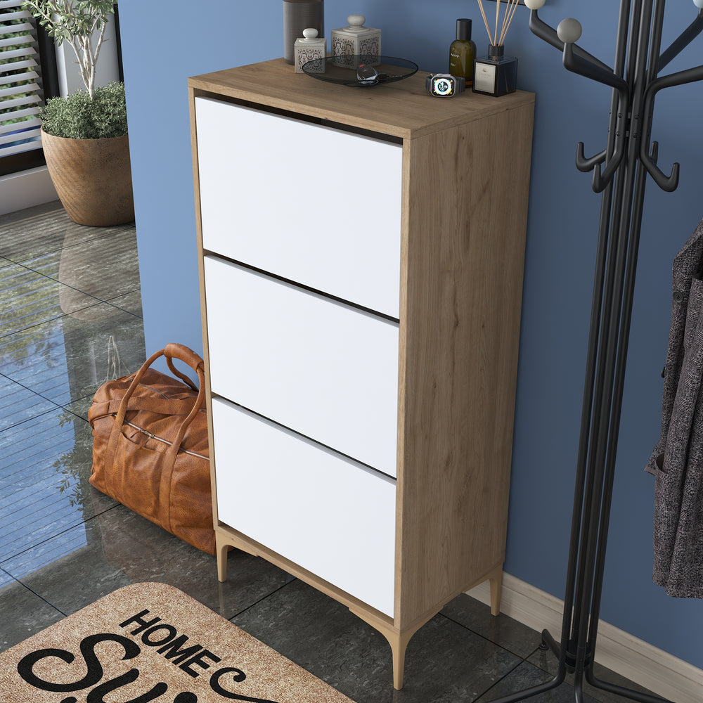HC Home Canvas Otto Shoe Cabinet Walnut and White