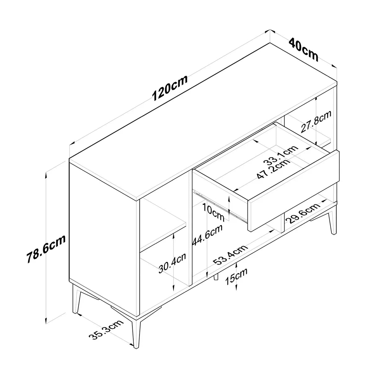 Home Canvas Bistro Multi-Storage Cabinet sideboard White and Oak