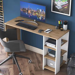 Home Canvas Vireo Sleek Desk with Hutch -White and Oak