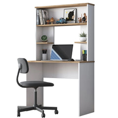 Home Canvas Vireo Sleek Desk with Built-in Storage - White and Oak