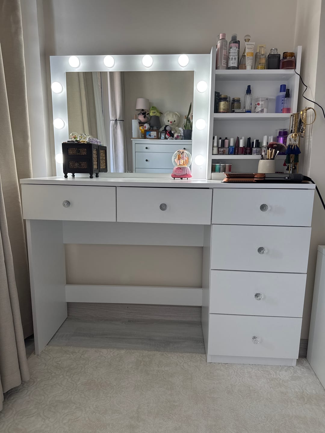 Home Canvas Starlight Glam Vanity LED Mirror + Organizer Shelves