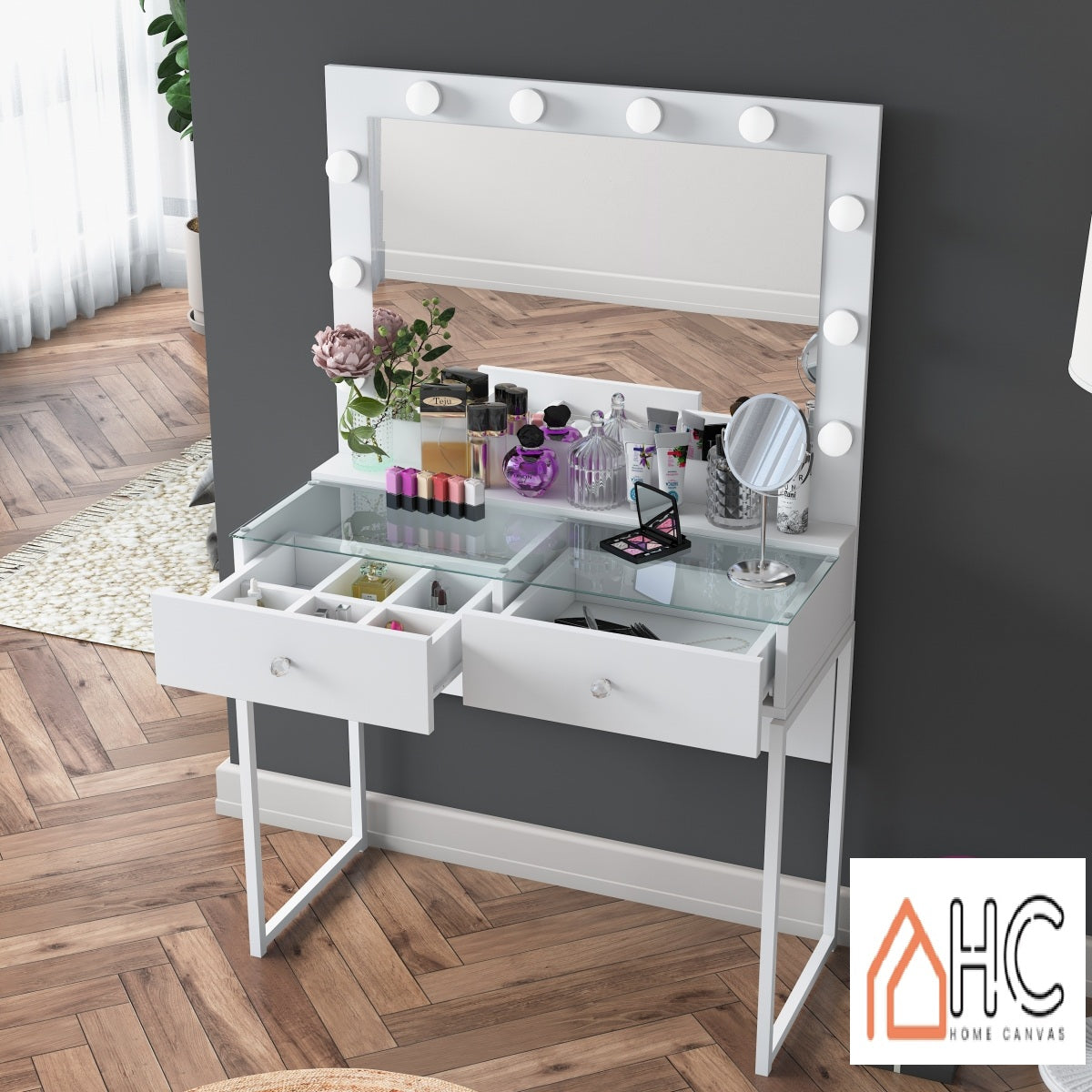 Home Canvas Luna Grace Vanity LED Mirror + 2 Drawers