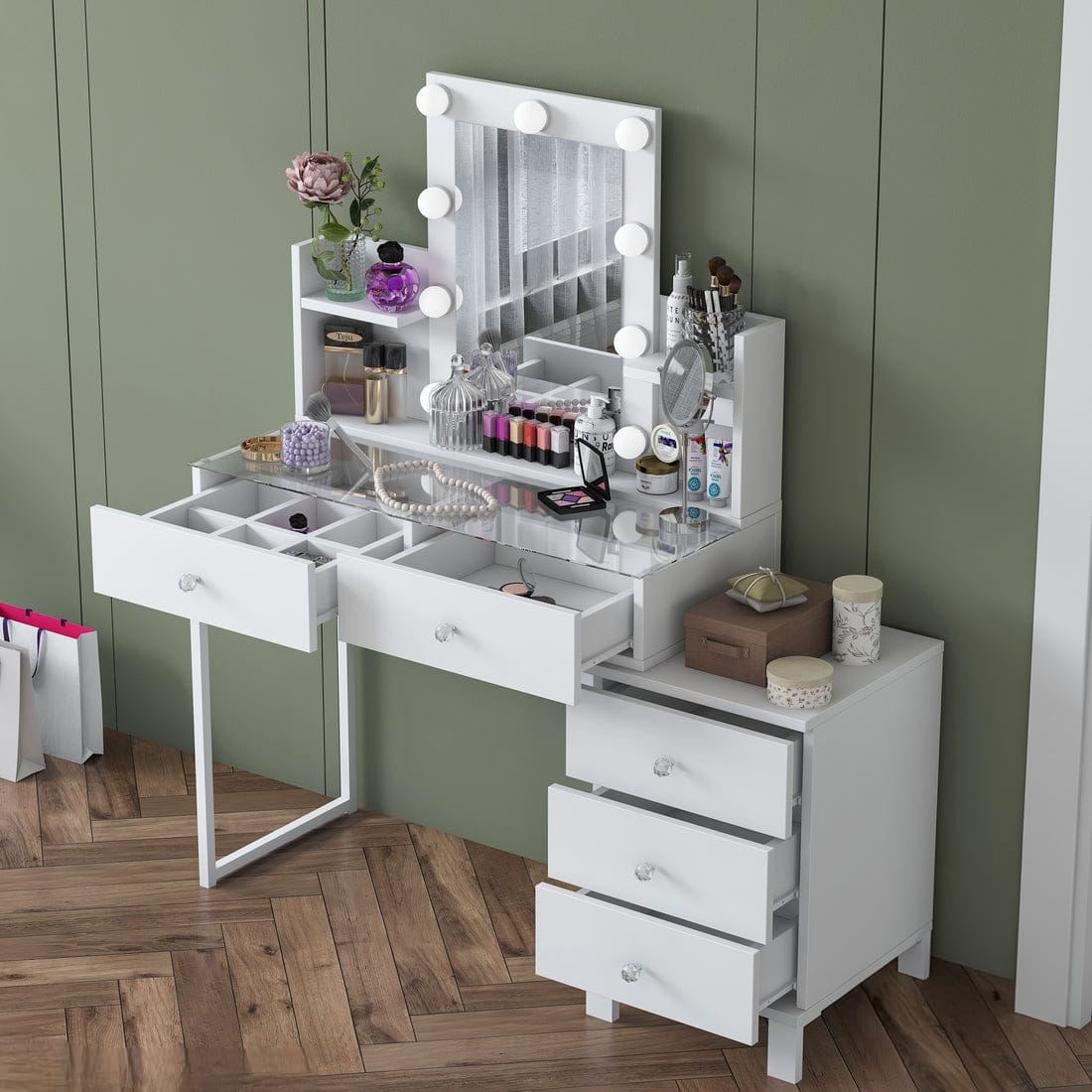 Home Canvas Serenity Luxe Vanity Hollywood LED Mirror + Storage