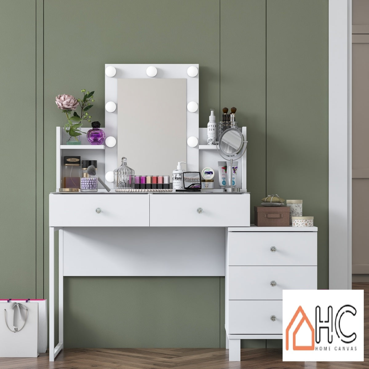 Home Canvas Serenity Luxe Vanity Hollywood LED Mirror + Storage