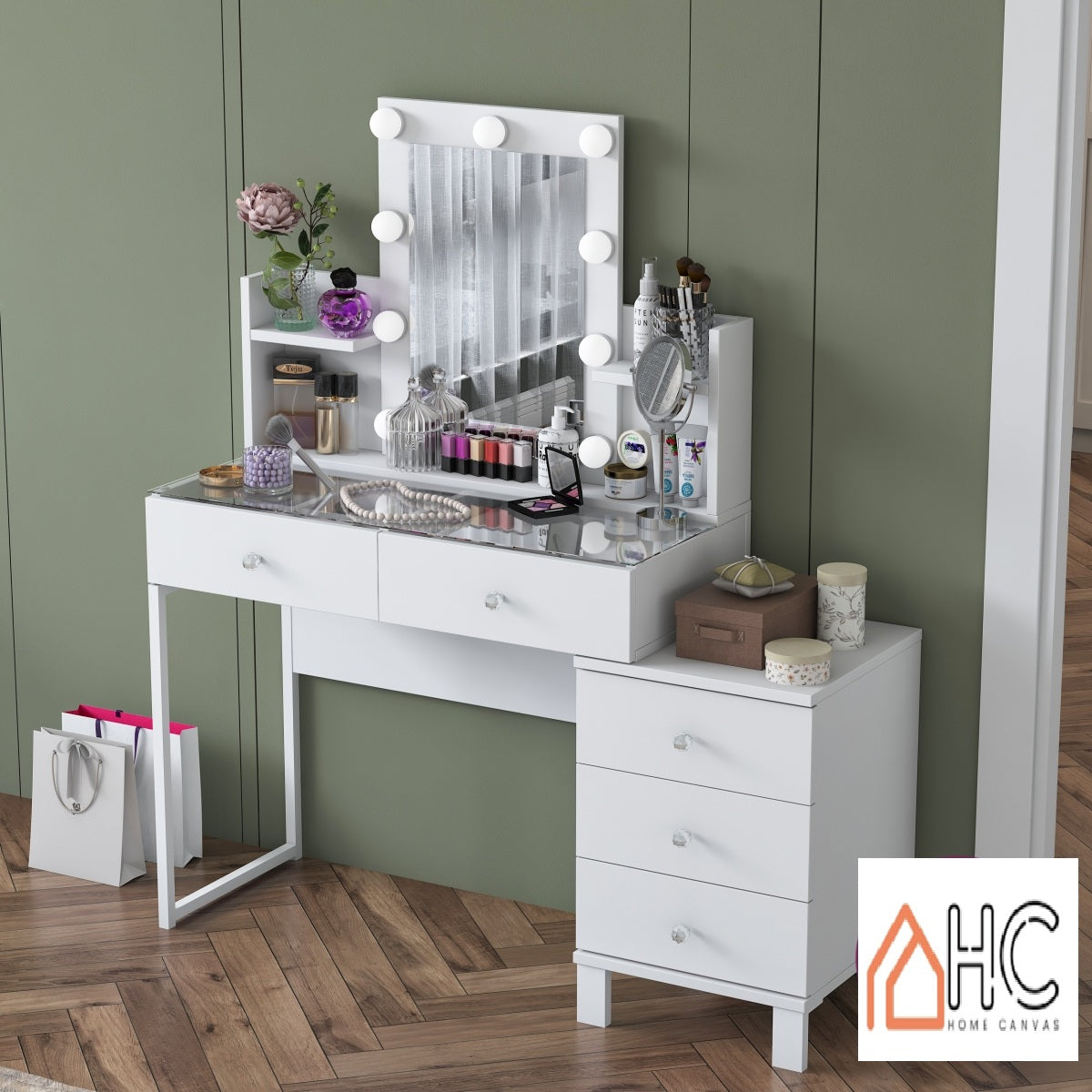 Home Canvas Serenity Luxe Vanity Hollywood LED Mirror + Storage