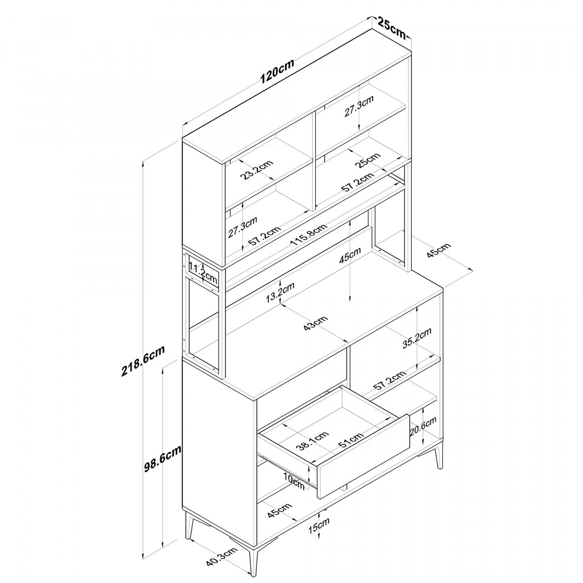 Home Canvas Multi-Function Kitchen Pantry Cabinet with Countertop, Cup Hooks, Drawers & Adjustable Shelves,  White - S-Walnut