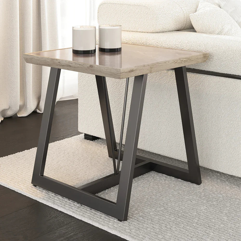 Side table with a modern design in a living room setting