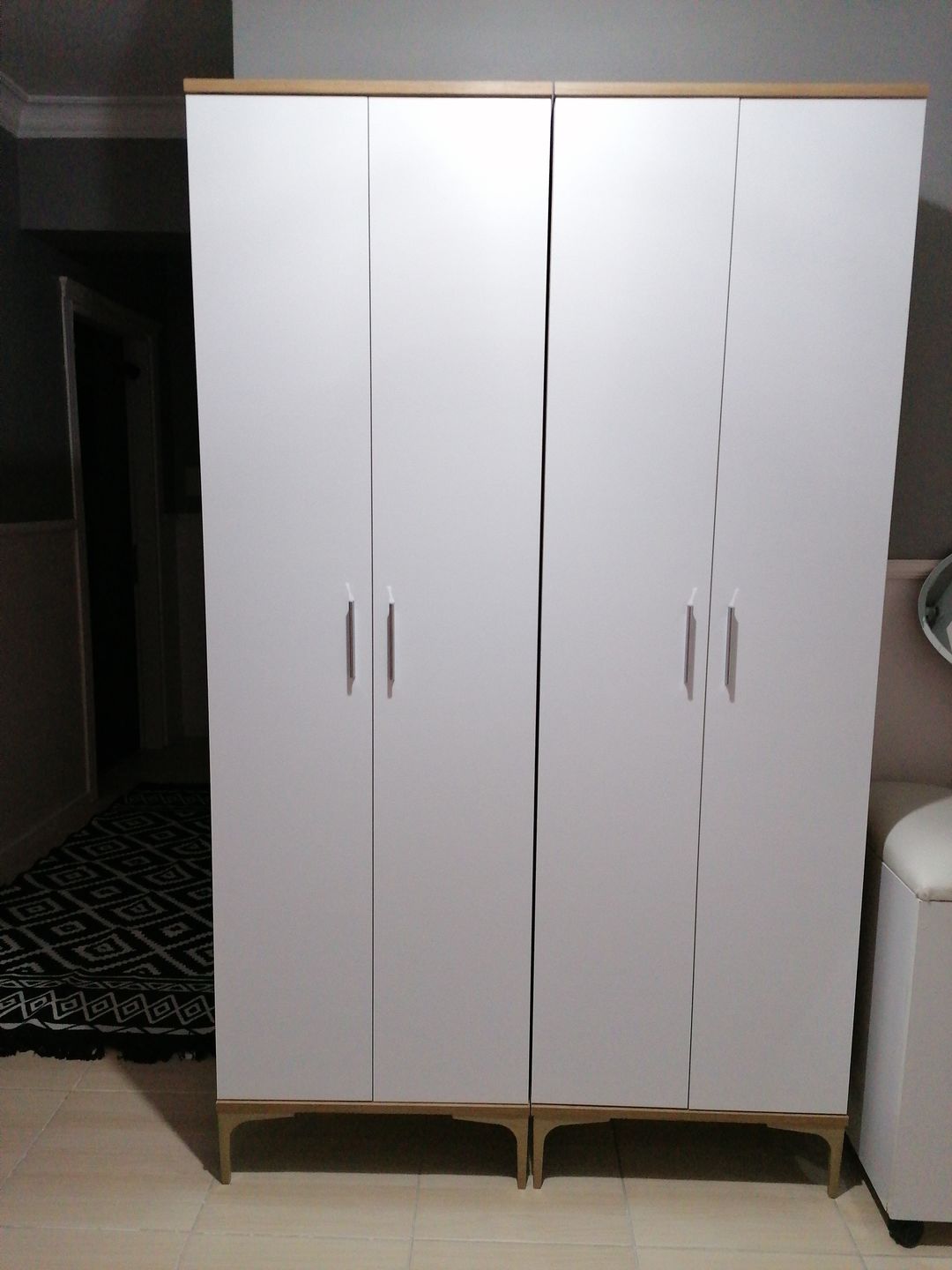 Home Canvas Harmony Dual-Tone Tall Storage Cabinet White and Oak