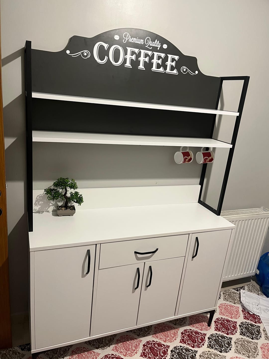 Home Canvas LuminEase Large Buffet & Hutch Coffee Cabinet White