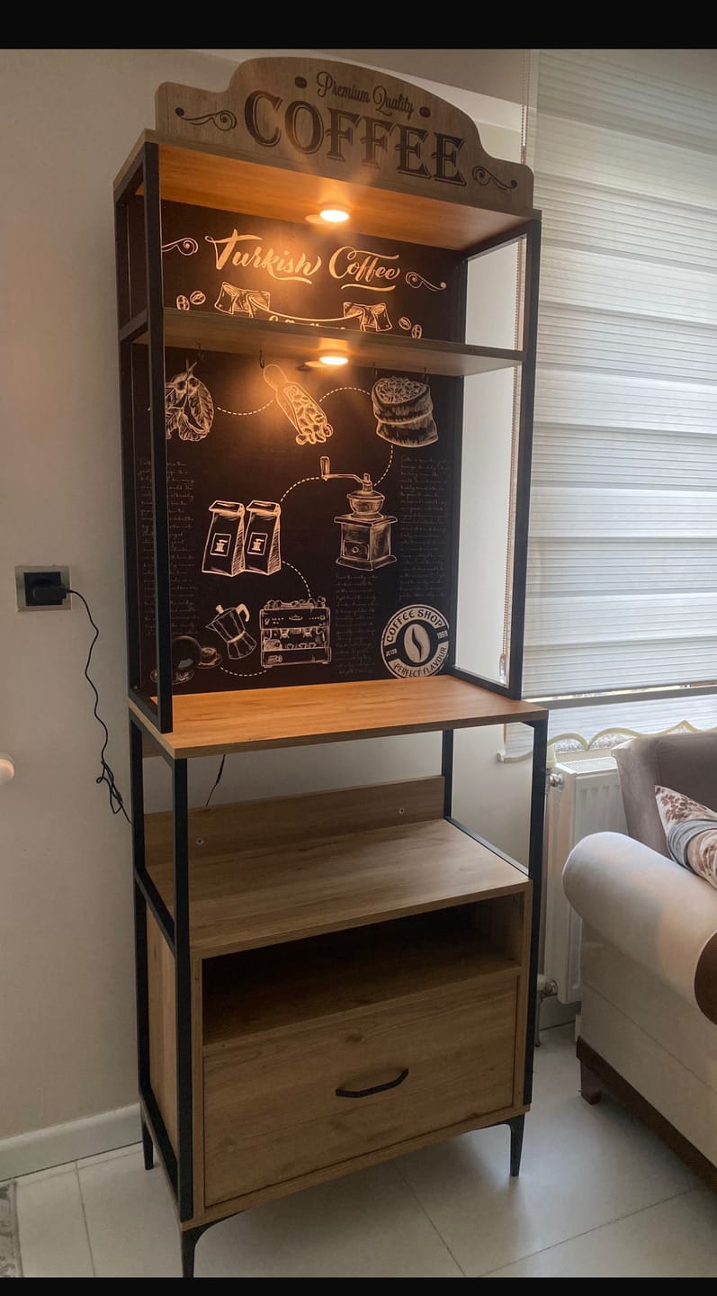 Home Canvas LuminEase Coffee & Storage Cabinet with light walnut