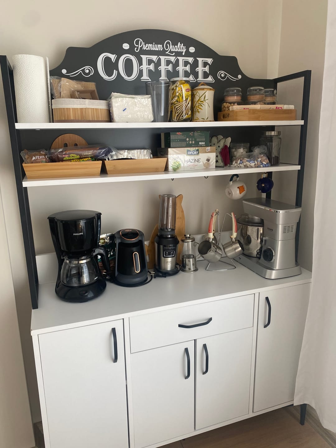 Home Canvas LuminEase Large Buffet & Hutch Coffee Cabinet White