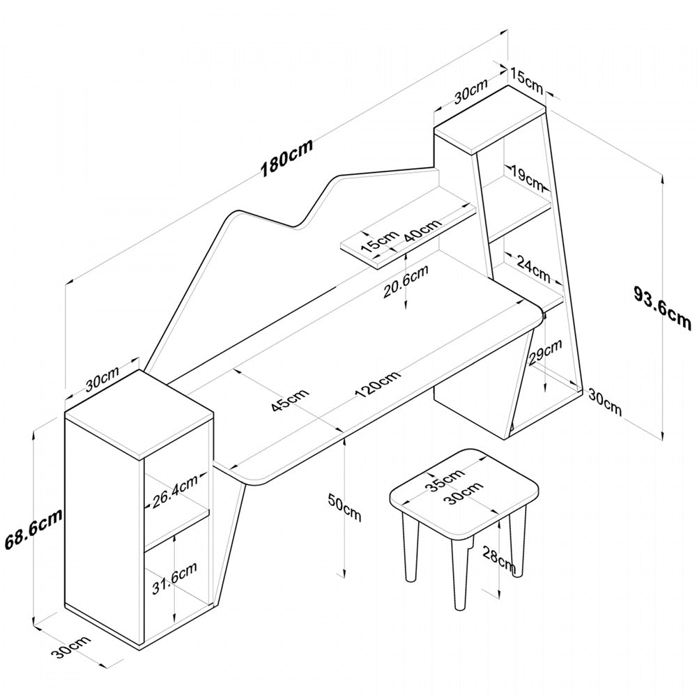 Home Canvas PlayfulTwin Study & Play Desk Set White and Oak