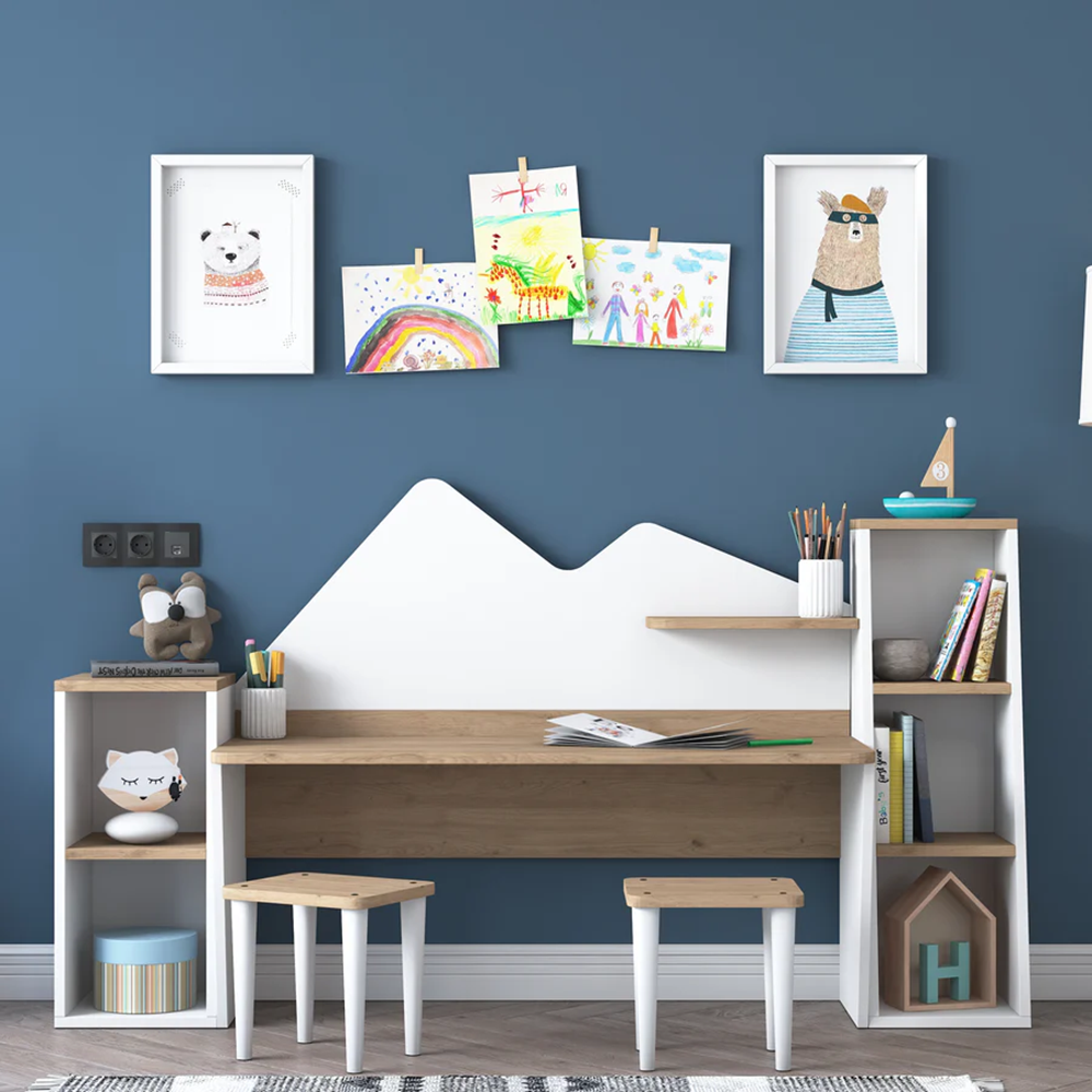 Home Canvas PlayfulTwin Study & Play Desk Set White and Oak