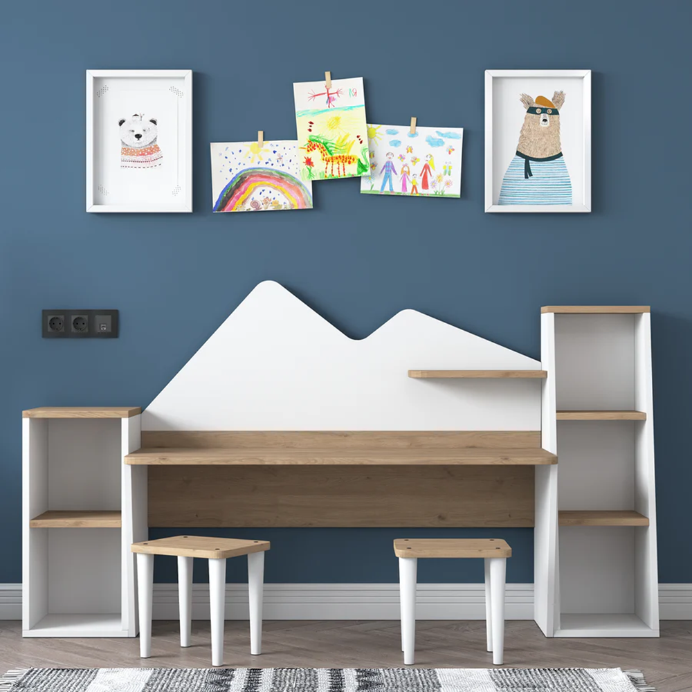 Home Canvas PlayfulTwin Study & Play Desk Set White and Oak