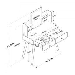 Line drawing of a small table with dimensions labeled