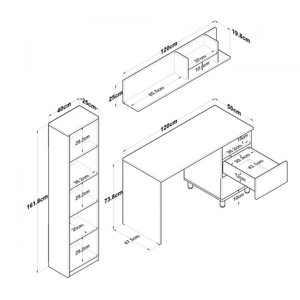 Home Canvas Flexi Fusion Desk Ensemble Dual Tone Gary & Oak