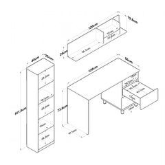 Home Canvas Flexi Fusion Desk Ensemble Dual Tone White & Oak