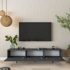 Home Canvas LuxeVision White & Black TV Console Table