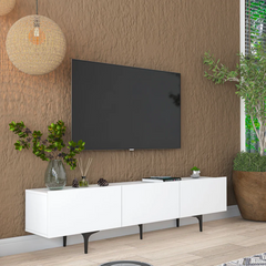 Home Canvas LuxeVision White & Black TV Console Table