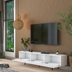 Home Canvas LuxeVision White & Black TV Console Table