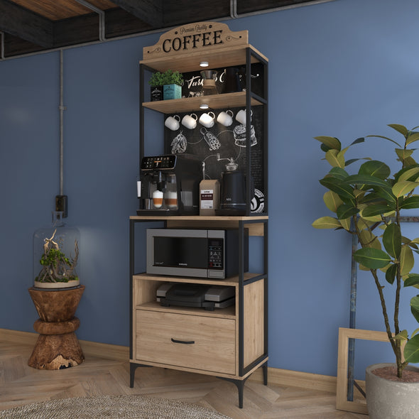 Home Canvas LuminEase Coffee & Storage Cabinet with light walnut