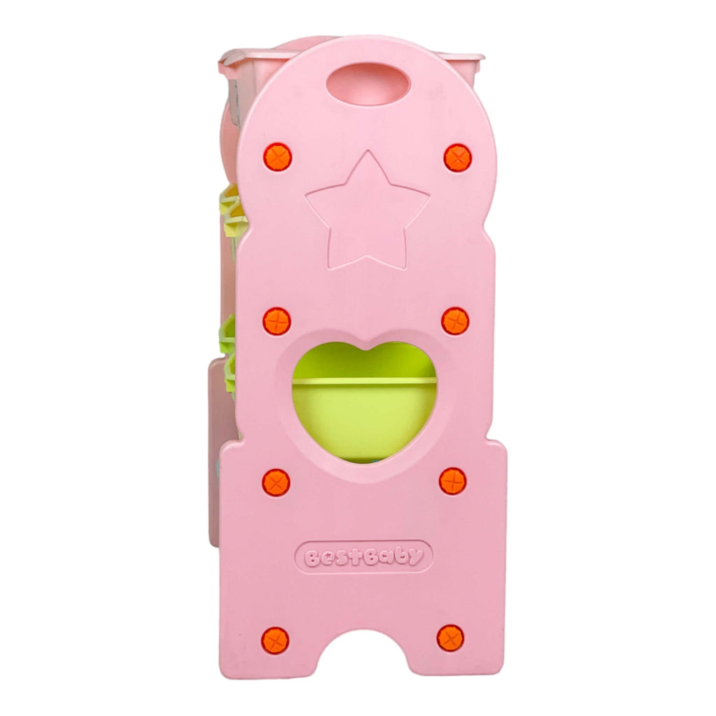 Home Canvas Deluxe Multi-Bin Toy Organizer with Storage Bins | Lightweight Design Toy Storage Box for Kids Play Room - Pink2