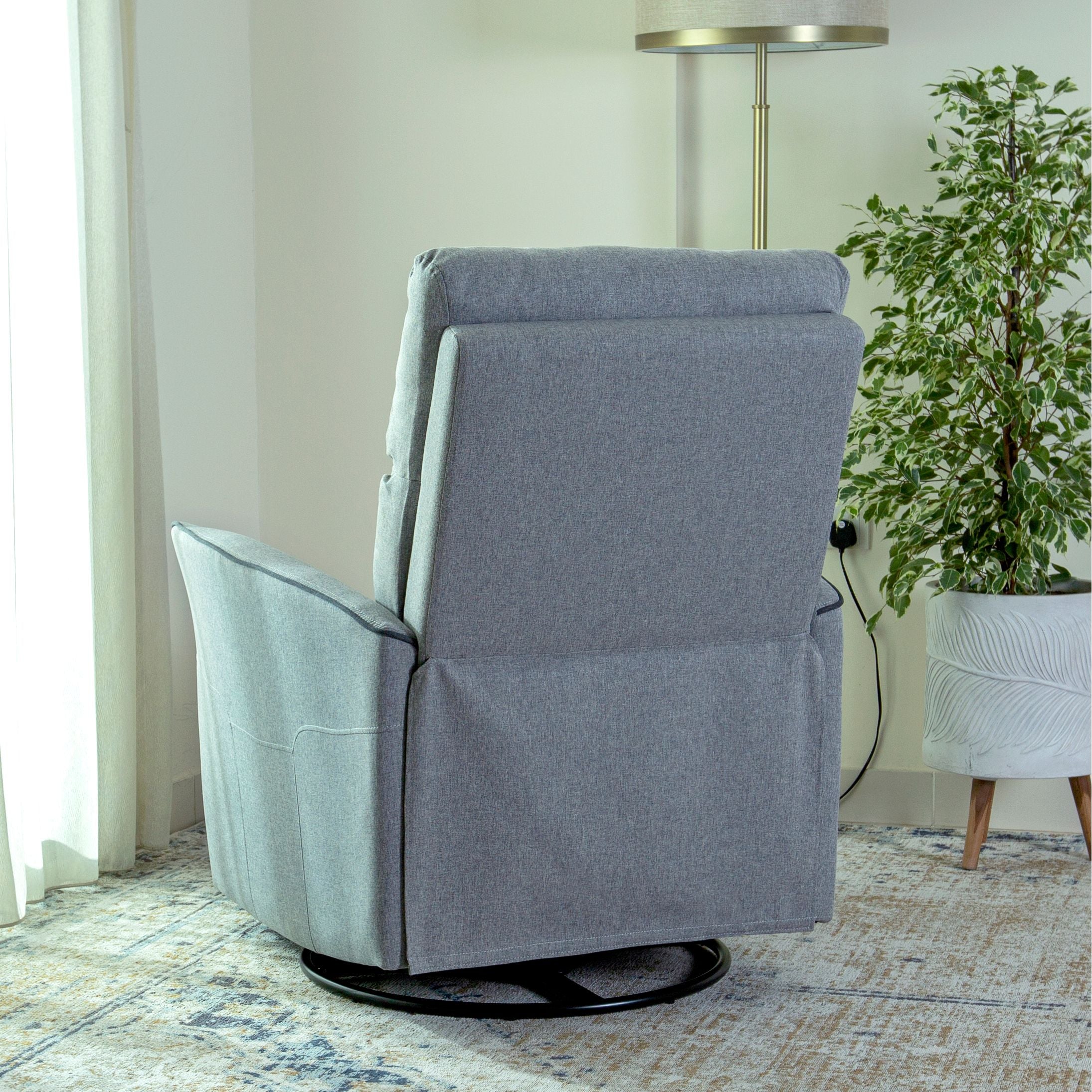 Home Canvas Parma Manual Recliner, Swivel and Rocking Dark Grey