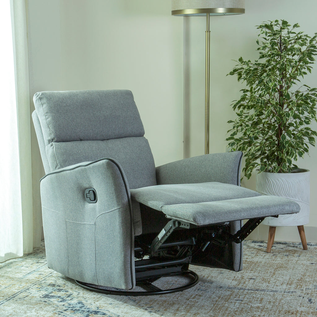 Home Canvas Parma Manual Recliner, Swivel and Rocking Light Grey