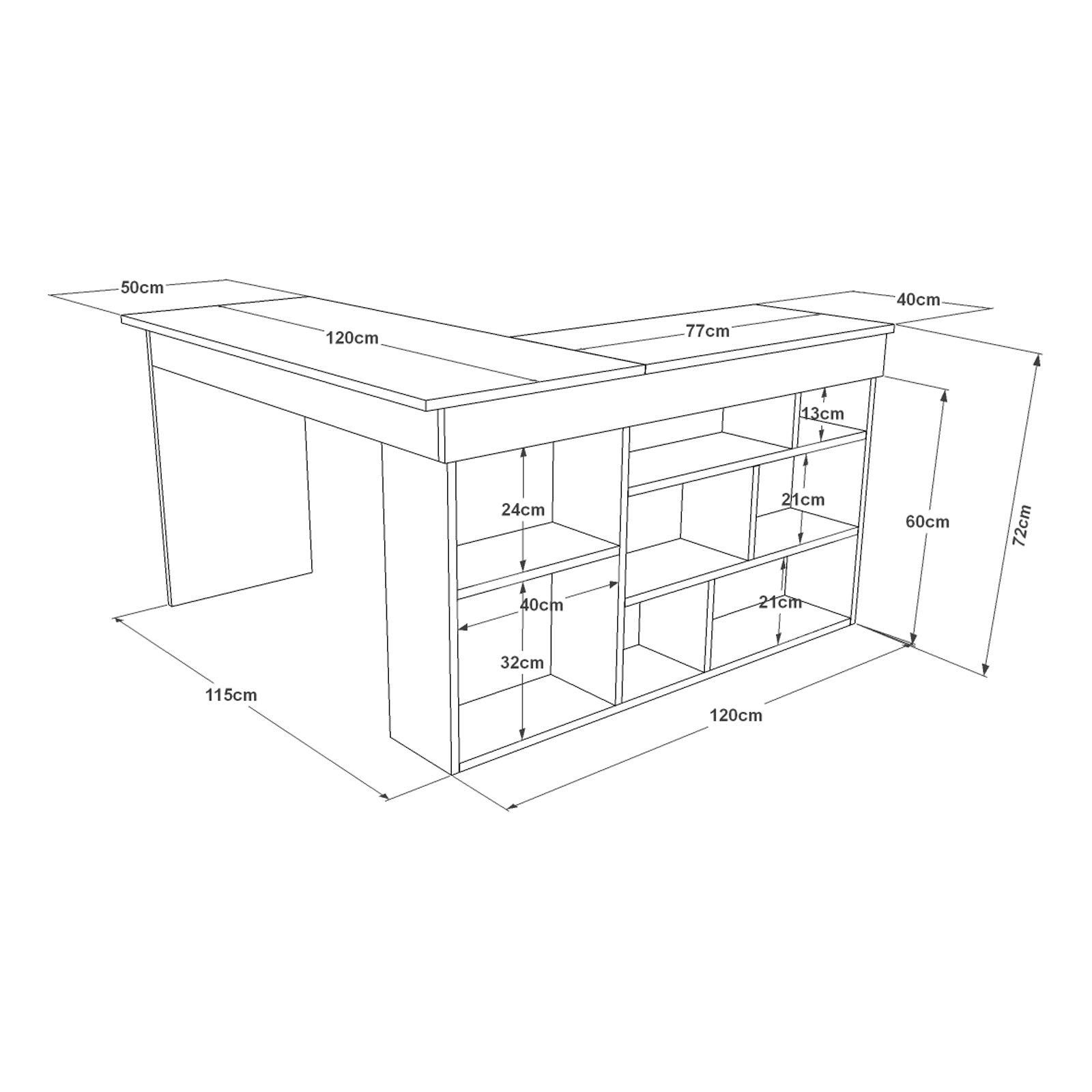 Home Canvas Tywin Corner Desk Pine and White