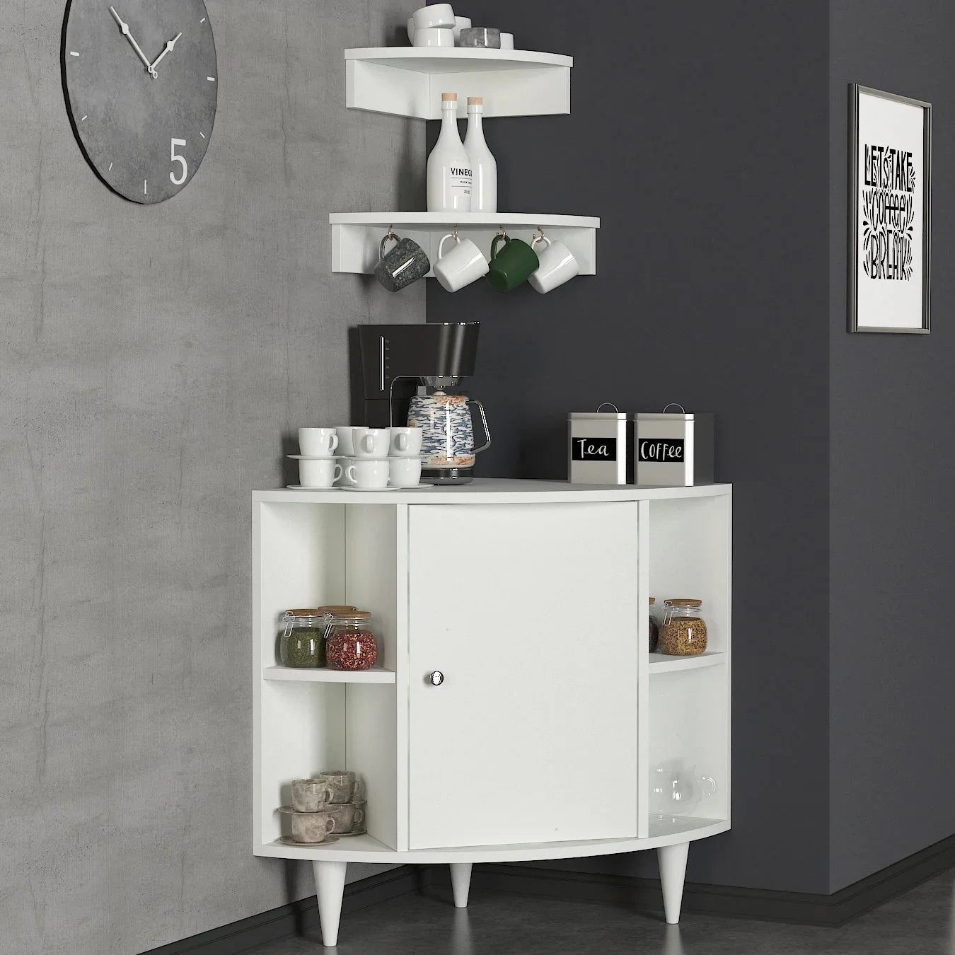 Home Canvas, Roxy Coffee Corner Cabinet White