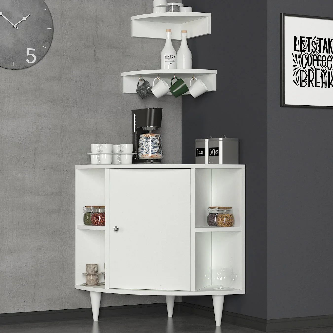Home Canvas, Roxy Coffee Corner Cabinet White