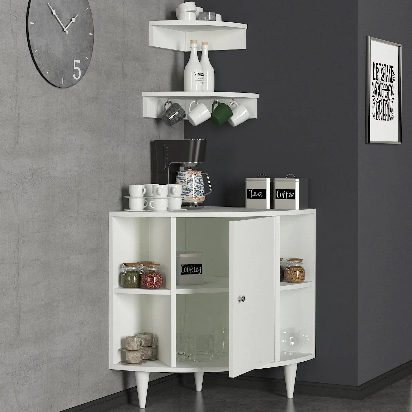 Home Canvas, Roxy Coffee Corner Cabinet White