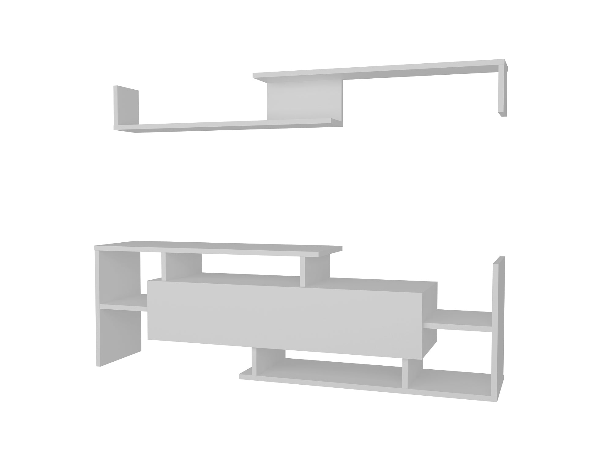 Home Canvas Dream TV Unit with Storage & Wall Shelves – White | Modern TV Stand | Upto 65 inch TV