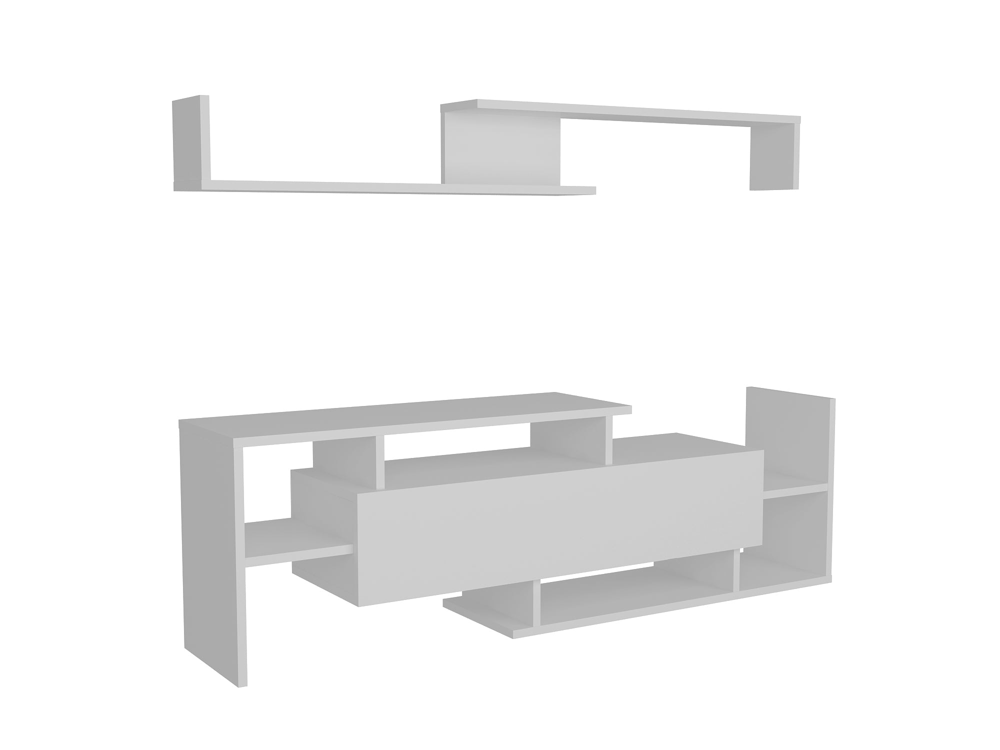 Home Canvas Dream TV Unit with Storage & Wall Shelves – White | Modern TV Stand | Upto 65 inch TV